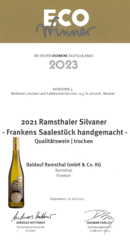 2022 Ramsthal - Silvaner trocken - Saalestück handgemacht - WEIN DES MONATS - STATT 9,50 € nur 8,90 €